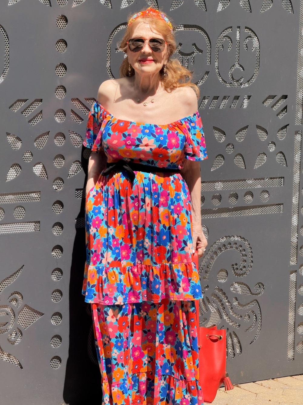 Haptics Floral Off-Shoulder or On, Maxi Dress in Multicolors